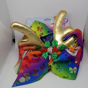 JoJo Siwa Rainbow and Gold Antler Hair Bow
